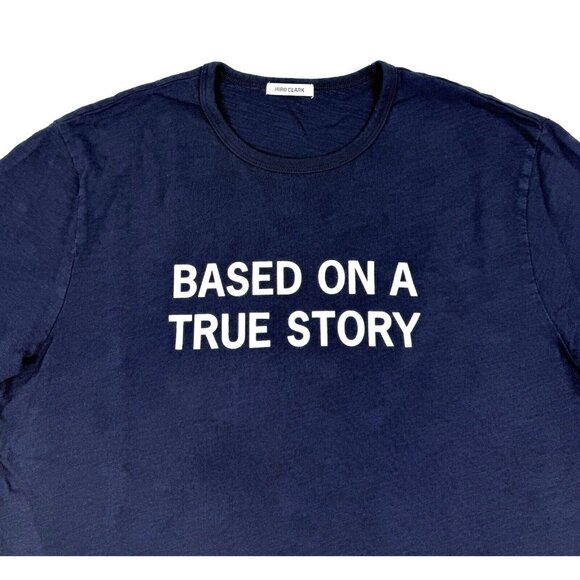 Hiro Clark T-Shirt Mens Size Large Navy Based On A True Story Short Sleeve - Picture 2 of 10